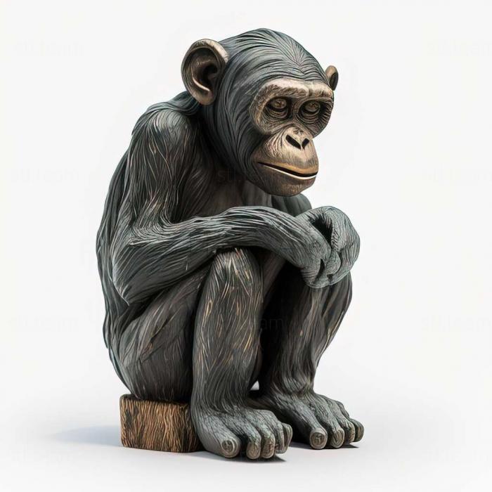 3D model Congo chimpanzee famous animal (STL)